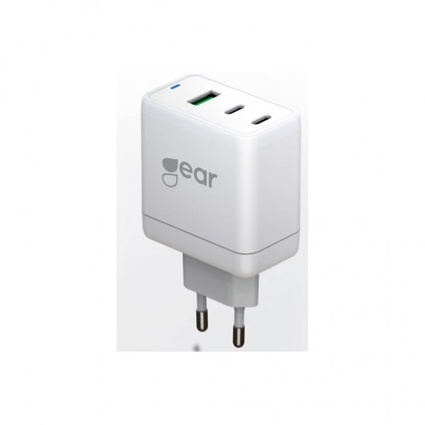 Gear Laturi GAN 2xUSB-C + 1xUSB-A PD/PPS 65W Valkoinen