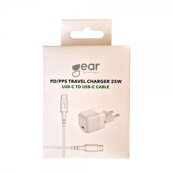 Gear Laturi 1xUSB-C PD/PPS 25W Kaapeli USB-C-USB-C 1m