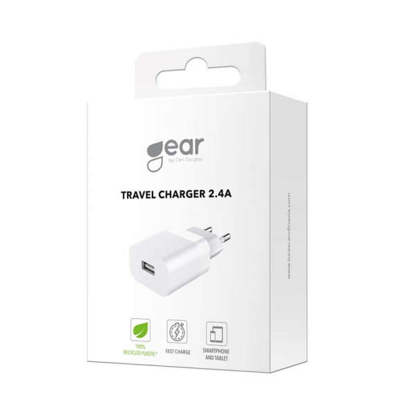 Gear Laturi Travel Charger 2.4A Valkoinen