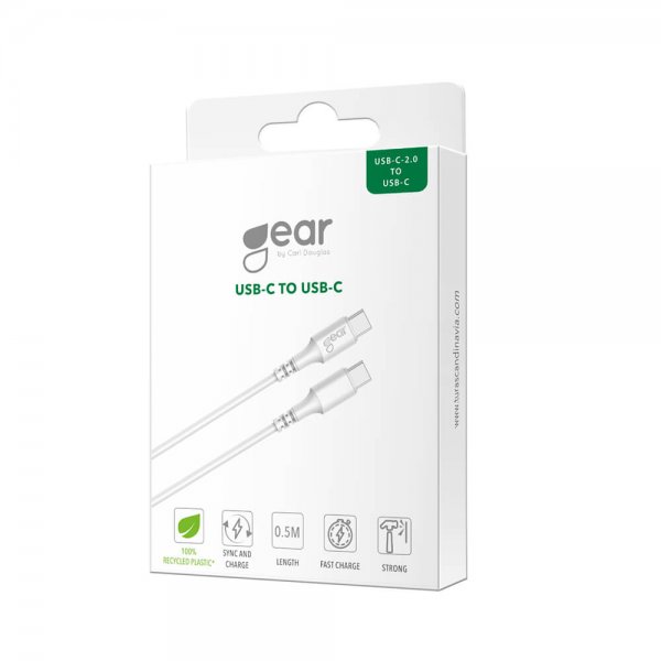 Gear Kaapeli USB-C–USB-C 0,5m Valkoinen