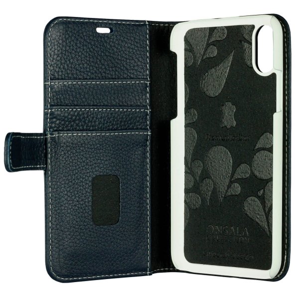 Onsala iPhone X/Xs Kotelo, Aitoa Nahkaa, Sininen