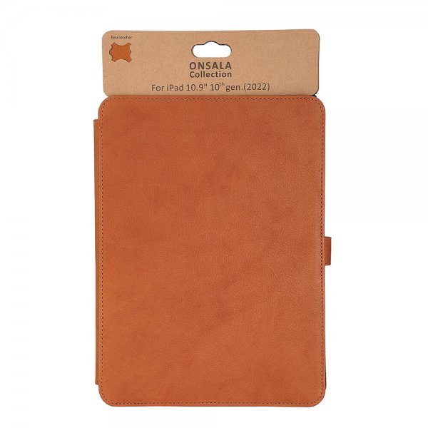 Onsala iPad 10.9 (10. sukupolvi)/iPad 11 (A16) -suojakotelo, nahkaa, ruskea