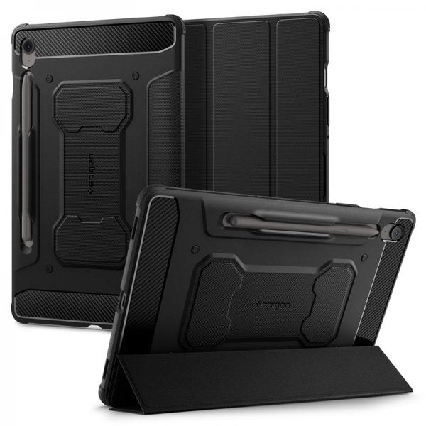Spigen Samsung Galaxy Tab S10 FE Rugged Armor Pro -suojakuori, mattamusta