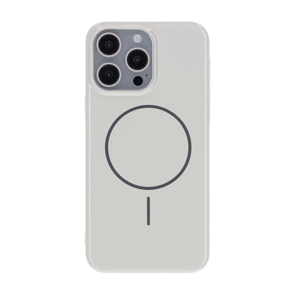 iPhone 15 Pro Max Kuori TPU MagSafe Kiiltävä Valkoinen