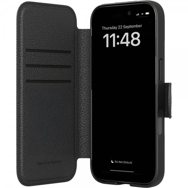 agood company iPhone 17 -kotelo Pyöreä lompakkokotelo Musta