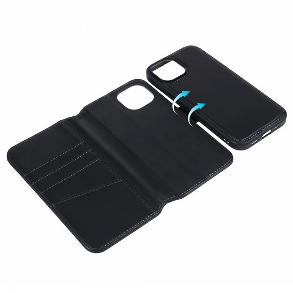 Nordic Covers iPhone 15 Plus MagLeather -kotelo, Raven Black