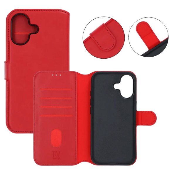 Rvelon iPhone 17 -kotelo 4 korttipaikalla, irrotettava kuori, punainen