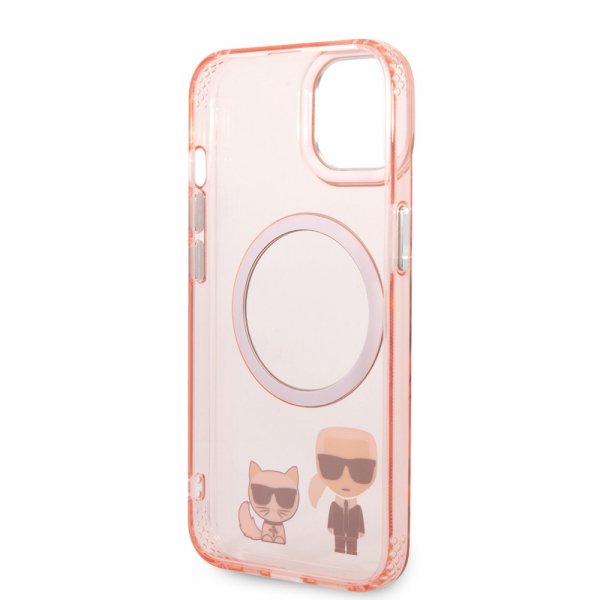 Karl Lagerfeld iPhone 14 Plus -kuori Karl & Choupette MagSafe, pinkki