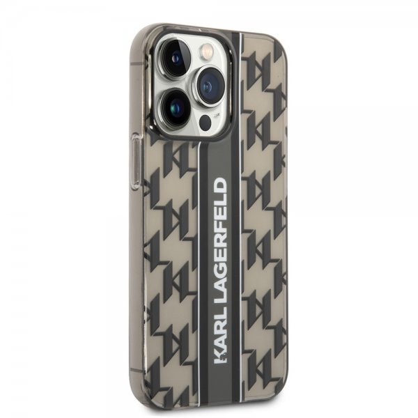 Karl Lagerfeld iPhone 14 Pro Kuori Monogram Vertical Stripe Musta