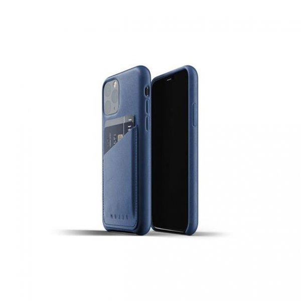 Mujjo iPhone 11 Pro -nahkakotelo, lompakkotyyppinen, Monaco Blue