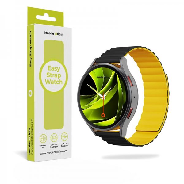 Mobile Origin Samsung Galaxy Watch 20mm Ranneke Easy Strap Musta Keltainen