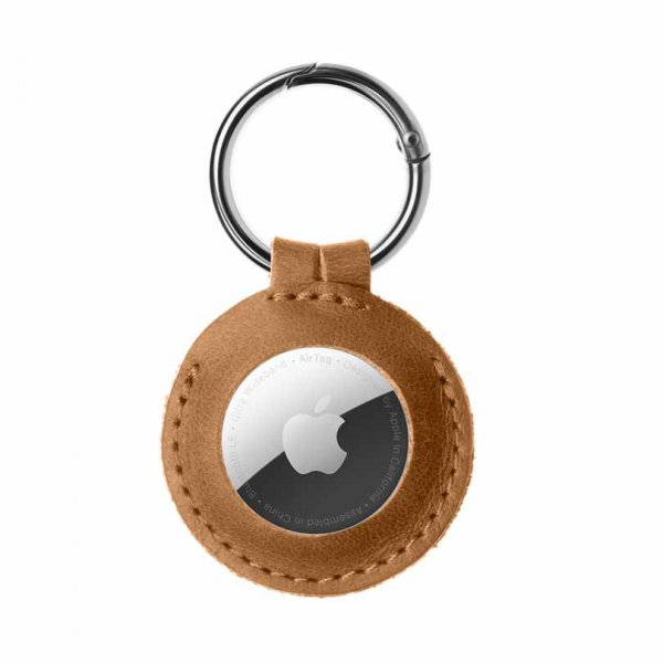 Apple AirTag -pidike, aitoa nahkaa, avaimenperäkotelo, ruskea