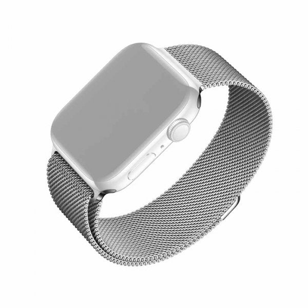 Kiinteä Apple Watch 44/45/46mm/Apple Watch Ultra ranneke, mesh-ranneke, hopea