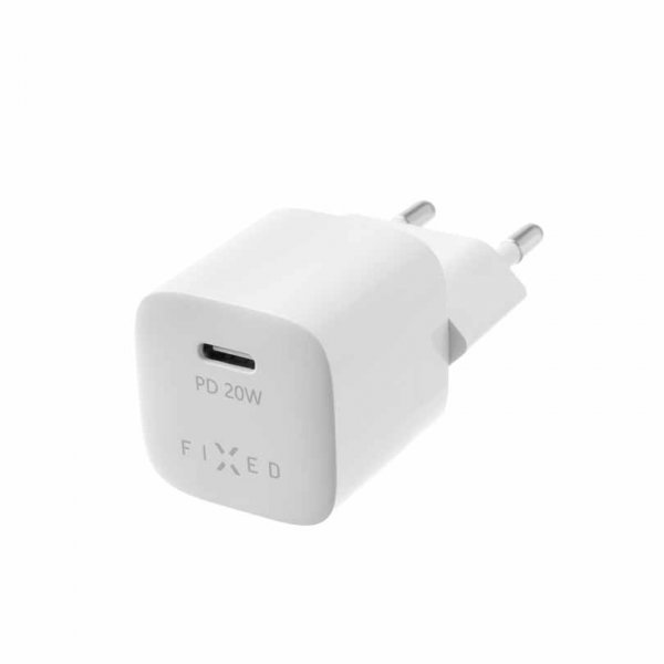 Fixed Laturi kaapelilla Mini PD Travel Charger Kit USB-C/Lightning 20W Valkoinen