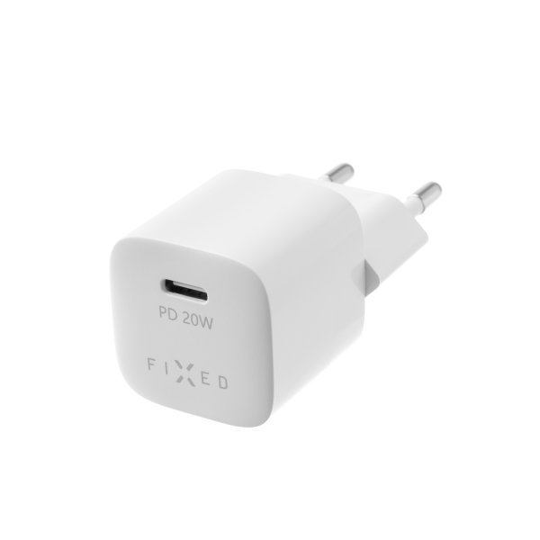 Fixed Laddare med Kabel Mini PD Travel Charger Kit USB-C/USB-C 20W Valkoinen