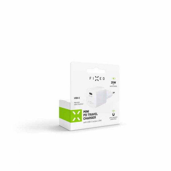 Fixed Laddare Mini PD Travel Charger USB-C 25W Valkoinen