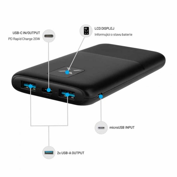 Fixed Powerbank Zen 10 20W 10 000 mAh USB-C 2xUSB-A, musta