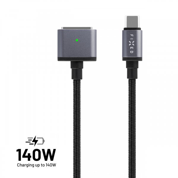 Fixed USB-C MagSafe 3 -kaapeli MacBook 140W 2m Musta