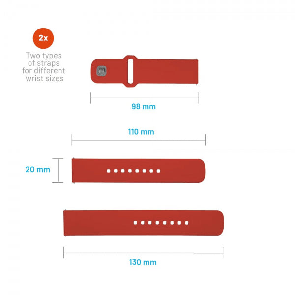 Korjattu Samsung Galaxy Watch 20mm Ranneke Silikoni Urheilullinen Ranneke Punainen