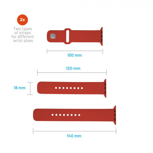 Kiinteä Apple Watch 44/45/46mm ranneke silikoninen urheiluranneke, punainen