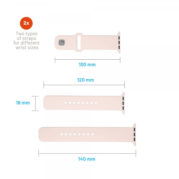Fixed Apple Watch 44/45/46mm ranneke silikoni Sporty Strap Rosa
