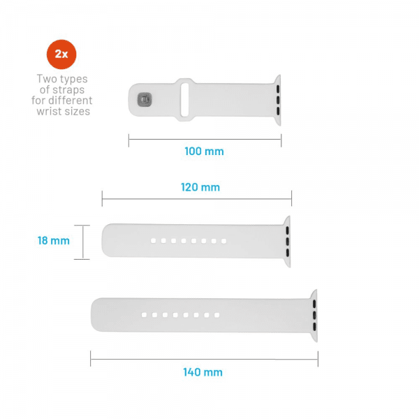 Kiinteä Apple Watch 44/45/46mm ranneke silikoni Sporty Strap valkoinen