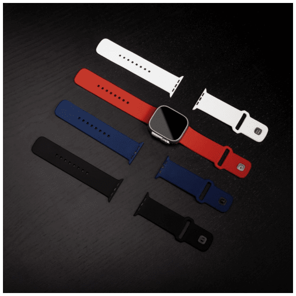 Kiinteä Apple Watch Ultra 49 mm ranneke, silikoninen urheiluranneke, valkoinen