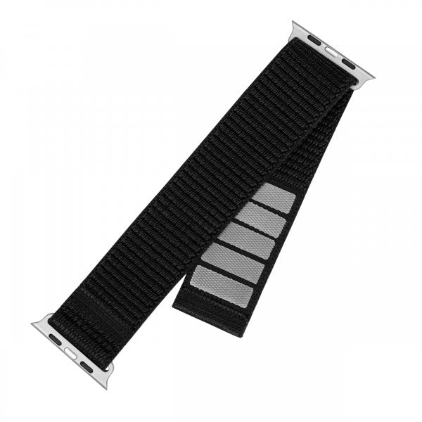 Kiinteä Apple Watch 44/45/46mm ranneke Nailon Sporty Strap Musta