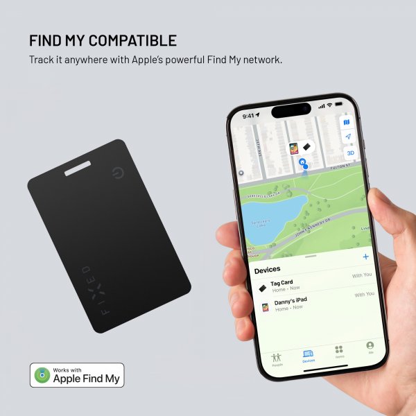 Fixed Tag Card Smart Tracker, musta