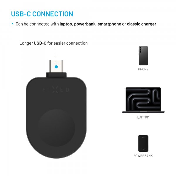 Kiinteä Laturi Apple Watch USB-C Musta