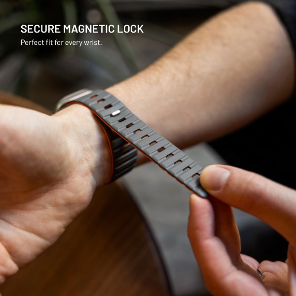 Kiinteä Apple Watch 42/44/45/46mm ranneke silikoni magneettihihna harmaa