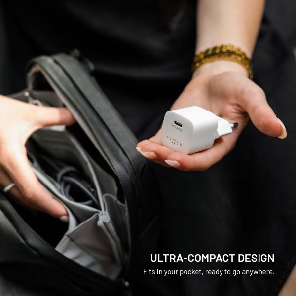 Fixed-seinälaturi Mini PD 20W USB-C, valkoinen