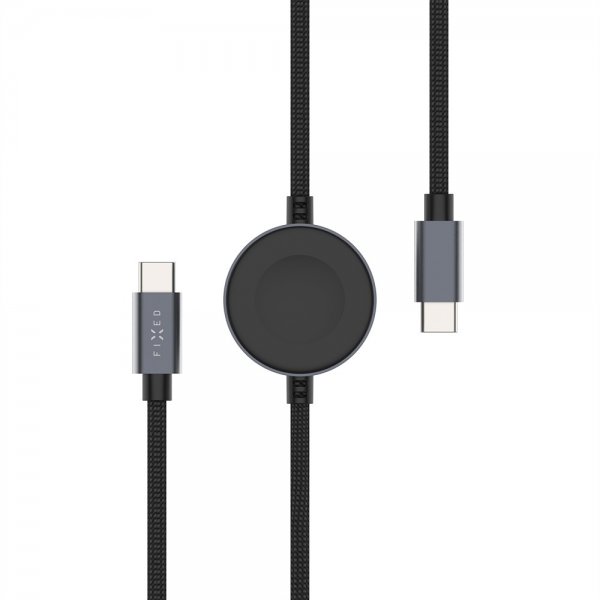 Kiinteä USB-C-kaapeli älykellon latauksella 1,5 m musta
