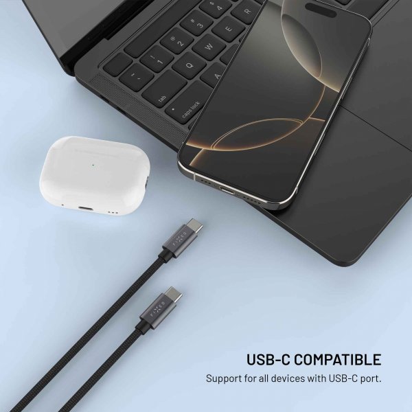 Kiinteä USB-C-kaapeli älykellon latauksella 1,5 m musta