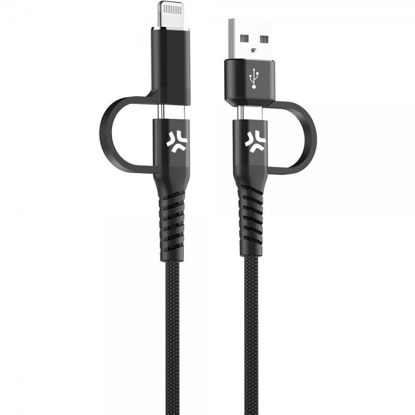 Celly-kaapeli 4 in 1 USB-C/USB-A/Lightning-kaapeli 60 W 2 m