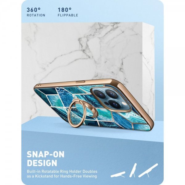 Supcase iPhone 13 Pro Cosmo Snap Sininen Marmori -suojakuori