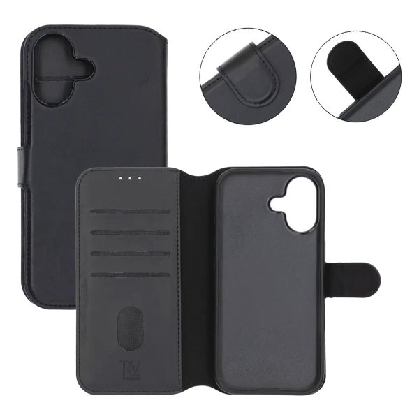 Rvelon iPhone 17 -kotelo 4 korttipaikkaa irrotettava kuori, musta
