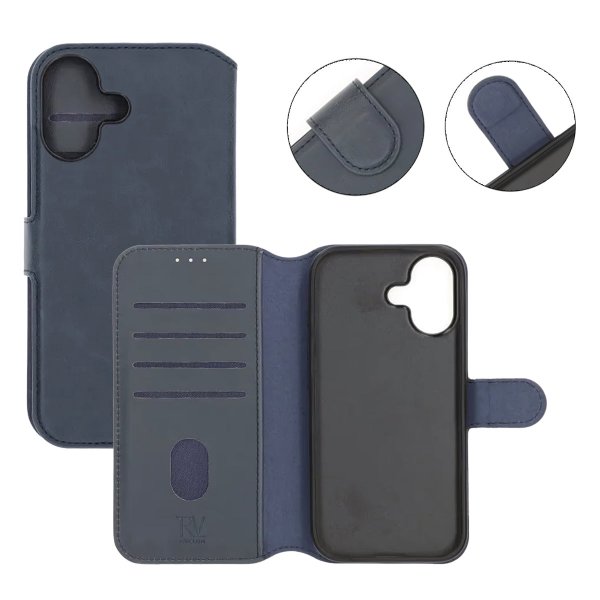 Rvelon iPhone 17 -kotelo, 4 korttipaikkaa, irrotettava kuori, sininen