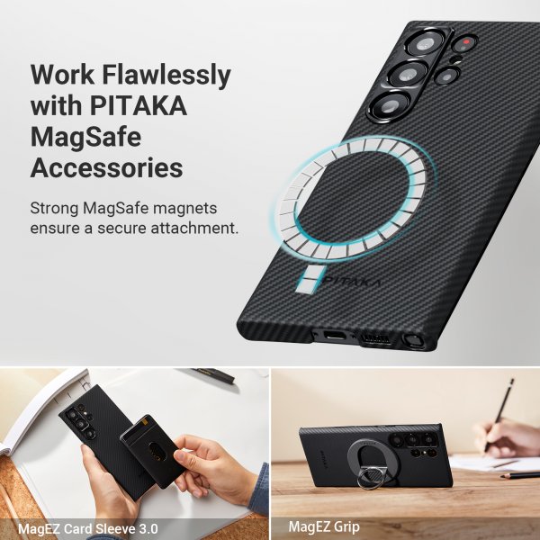 Pitaka Samsung Galaxy S23 Ultra -suojakuori MagEZ Case 3 Black/Grey Twill