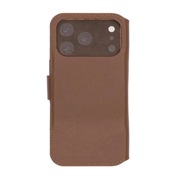 Rvelon iPhone 17 Pro Kotelo Ruskeaa Aitoa Nahkaa