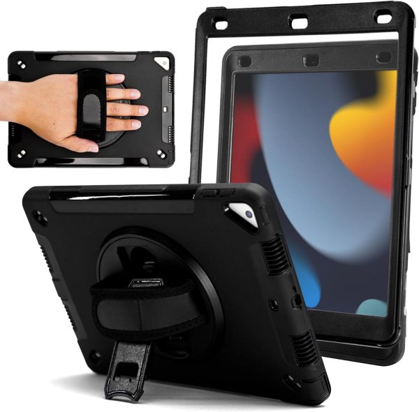 ZAGG iPad 10.2 (gen 7/8/9) Suojakotelo Rugged Tablet Case, musta