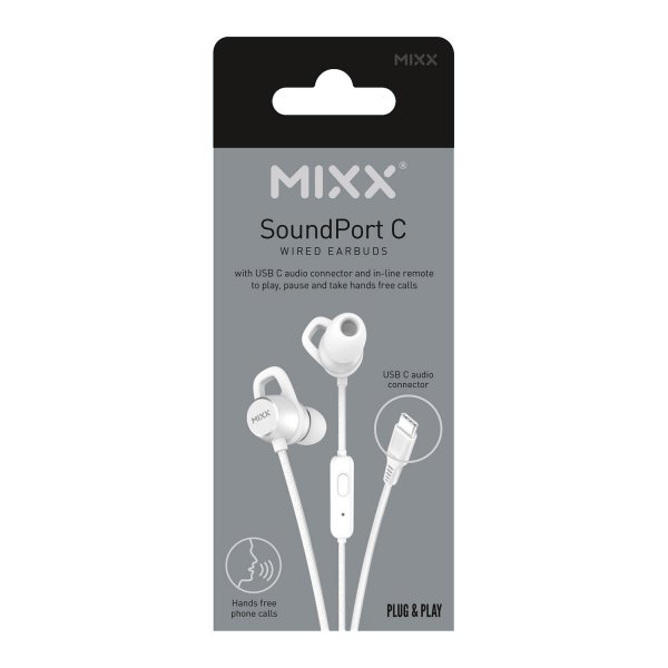 Mixx Langalliset SoundPort USB-C -kuulokkeet, valkoinen