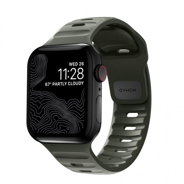 Nomad Apple Watch 44/45/46 mm/Apple Watch Ultra -ranneke Sport Band, Ash Green