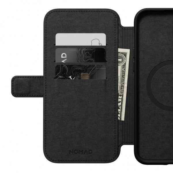Nomad iPhone 14 Plus Modern Leather Folio -suojakotelo, musta