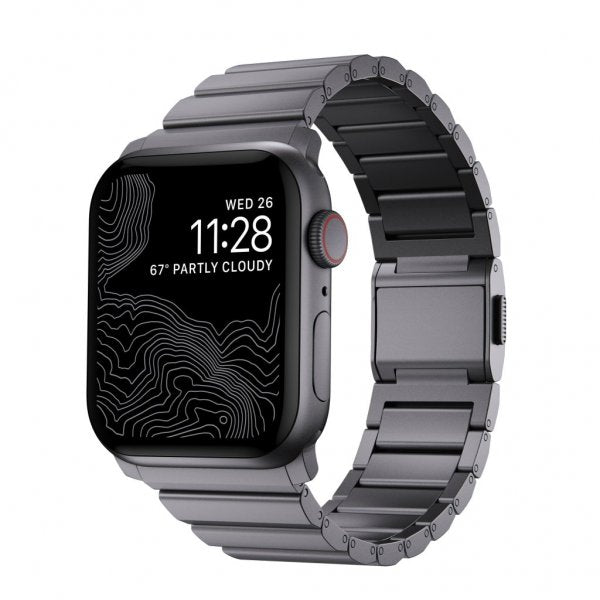 Nomad Apple Watch 44/45/46mm/Apple Watch Ultra -ranneke, Aluminum Band, Space Gray
