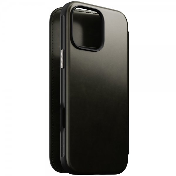 Nomad iPhone 16 Pro Max Modern Leather Folio -suojakotelo, Horween, vihreä kromi