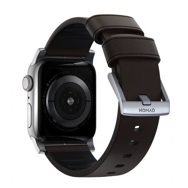 Nomad Apple Watch 44/45/46mm/Apple Watch Ultra ranneke Active Band Pro Silver Hardware Classic Brown