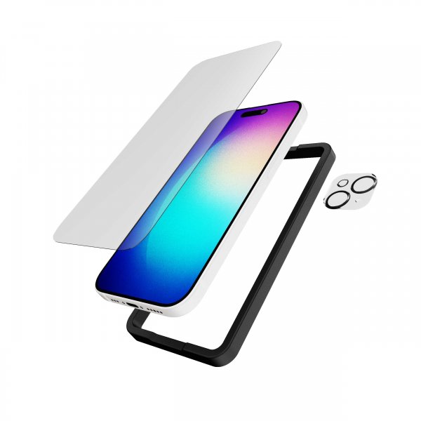 Tech21 iPhone 15 Näytönsuoja ja Kameran suojus Impact Glass Set