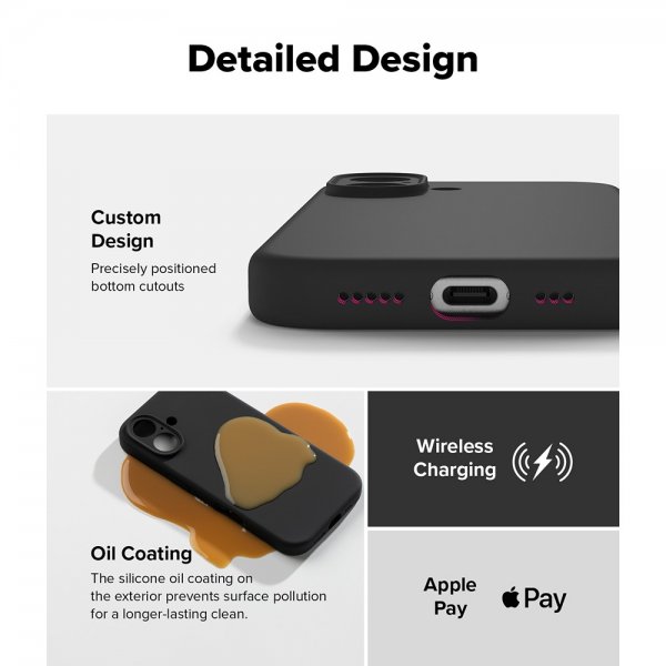 Ringke iPhone 16 -silikonisuojakuori magneetilla, musta