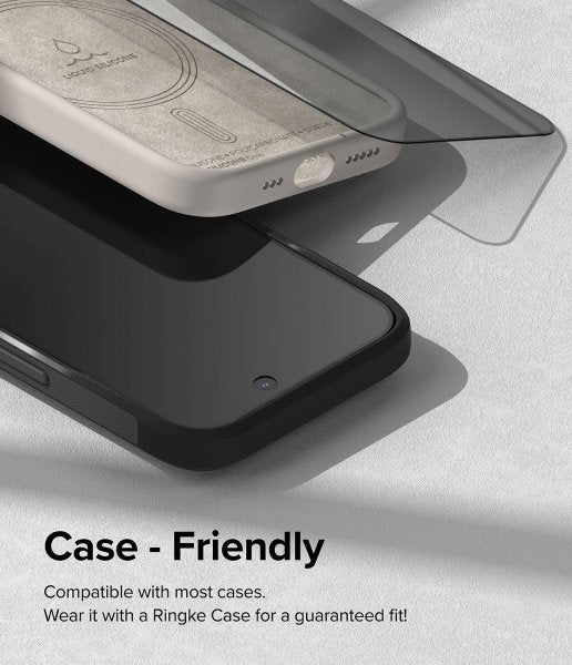 Ringke iPhone 15 Pro -näytönsuoja, Privacy Tempered Glass, asennuskehys